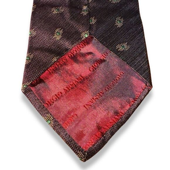 80s Giorgio Armani Brown Abstract 100% Silk Neck Tie - Picture 4 of 6